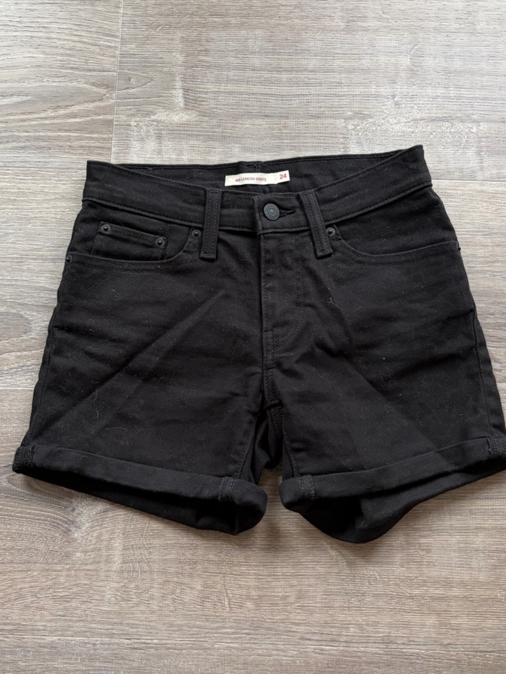 Levi’s Black High-Rise Cuffed Denim Shorts